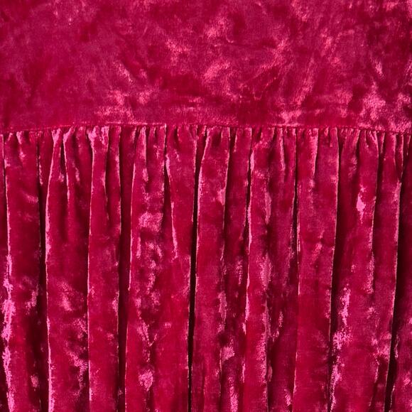 Jodiful Magenta Pink Medium Crushed Velvet Long SLeeve Tiered Dress - Picture 5 of 8